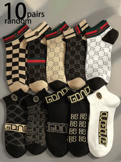 10 Pairs Assorted Casual Socks, Soft & Comfortable Short Socks, Spring/Summer