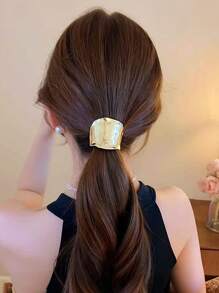 1pc Women's Golden Geometric Metal Elastic Hair Tie Hair Accessories, Gift For Mother's Day Hair Ties Ponytail Holders Hair Elastics Hair Rubber Bands Scrunchies Hair Rope
