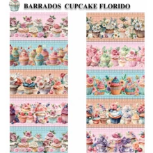Digital Tricoline - FLOWERY CUPCAKE BAR