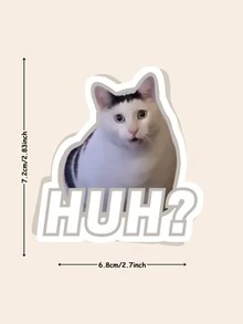 1PC Huh Cat Meme Sticker,Funny Sticker, Vinyl Sticker For Water Bottle Sticker,Kindle Sticker,Phone Sticker,Book Stickers - Multicolor - View 2