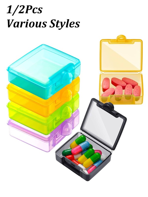 1Pc Mini Portable Medicine Box, Pocket Tiny Pill Box, Case Single Daily Small Pill Box, Travel Pill Box, Storage Box, Cute Portable Personal Medicine Dispensers Organizers For Pocket Purse For Vitamin Fish Oil Health Products Supplements, Easy To Clean