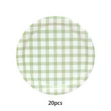 10 件/20 件/50 件鼠尾草绿派对装饰鼠尾草绿格子主题一次性纸盘格子盘用于格子晚宴婚礼派对礼品用品 - 綠白 - 查看 8