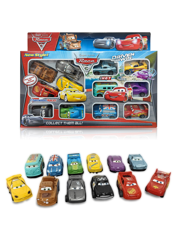 12pcs Cars Lightning McQueens Sallys Mater Sheriff Michael Wallis Collectible Car Model - Metal Construction Weather-Resistant Push Action Perfect For Desktop Display (Some Parts May Be Random) ,For Car,Mcqueen Toys,Hotwheels Display