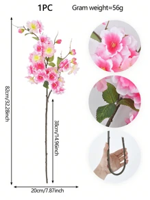 1PC/2PCS/4PCS 32.28Inch214 Artificial Cherry Blossom Branches Indoor Decoration Long Stem Fake Plants Real Touch Suitable For Wedding Family Bedroom Party Table Office Decoration
