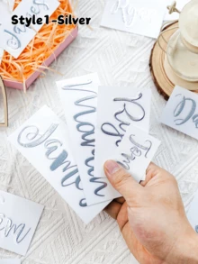 Personalized Name Tag Stickers, Water Bottles, Lunch Boxes, Glasses, Balloons, Calligraphy Stickers, Gift Box Decorations, Wedding Favors, Bridesmaid Proposal Boxes, Birthday, Party Decorations, Custom Vinyl Decals - Style2-gold - View 3