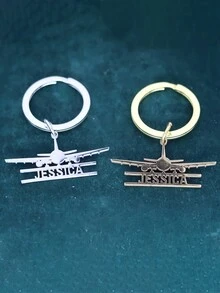 One Piece Personalized Airplane Love Flying Or Travel Keychain, Customized Name Keychain, Stainless Steel Keychain Women Men Car Handbag DIY Gift,Birthday Gift