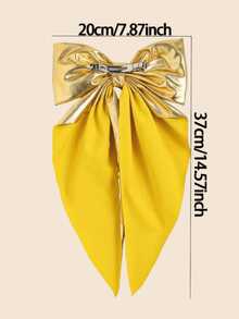 1/2/6pcs Vintage French Elegant Bow Knot Butterfly Clip With Long Ribbon, Gold/Silver Hair Clips, Suitable For Gatherings And Parties - Multicolor - View 5