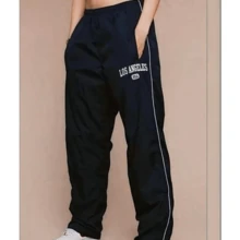 Tactel Wide Los Angeles Basic Streetwear Pants - Negro - Ver 2