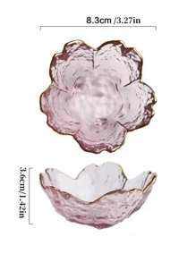 1PC/3PCS/7PCS/Ins Style Transparent Cherry Blossom Small Plate Japanese Zen Cherry Blossom Tea Plate Heat Resistant Glass Dim Sum Plate Dessert Table Jewelry Plate Wedding Gift Sugar Fruit Plate