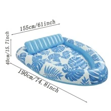 1 Stück aufblasbares blaues Schwimmliege, Sommer Schwimmbad Party Zusammenkunft Schwimmliege, faltbar mit Rückenlehne Schwimmhilfe, Strandutensilien, Strandaccessoires