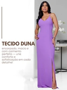 Plain Long Dress Slit Cross Back Adjustable Straps Party Wedding Bridesmaid GuestSimpleCasualCuteElegantSexyBohoVintageClothCrossoverZipperLong Dress Bare BackBeachNightWeddingBaby ShowerFormal & EveningPhotoshootSummer - 紫丁香色 - 查看 4