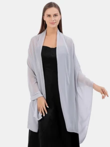 1 件女士柔软纯色透明雪纺披肩，派对舞会礼服配饰