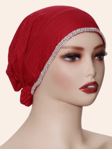 1 pieza Diadema elástica para mujer con diseño de cadena, rayas y decorada con rhinestones brillantes - Pañuelo de cadena de diamantes - Ver 17