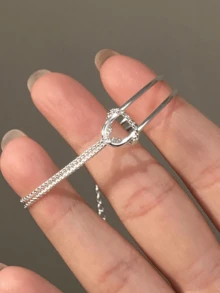 1 chiếc vòng tay bạc 925 cao cấp kiểu dáng tối giản hai lớp hình xương rắn, phụ kiện trang sức thanh lịch, thiết kế độc đáo, phù hợp cho bé gái/phụ nữ/bạn gái/mẹ, quà tặng dự tiệc/hẹn hò kiểu cổ điển, đeo hàng ngày, quà sinh nhật. - Vòng tay xích thắt nút - Xem 5