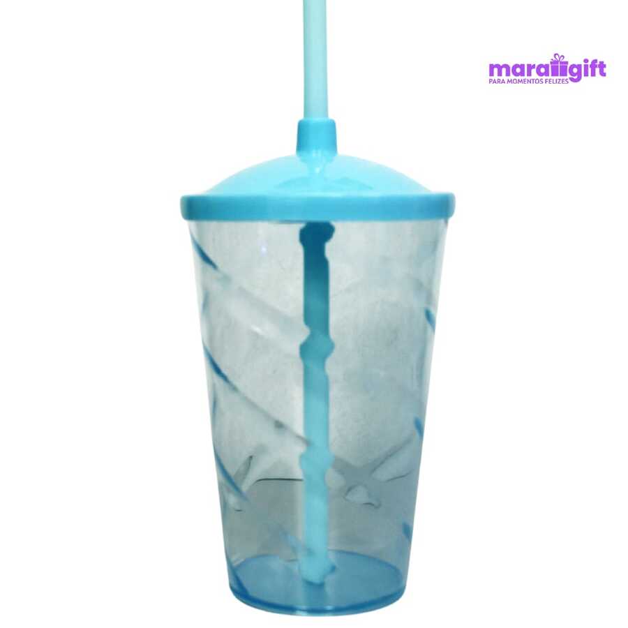 20 Twister Cups 400ml, Cups, Lids And Colorful Straws - Baby Blue - View 1