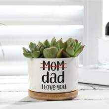1pc Father's Gift - "World's Best DAD" - Dad, I Love You, Unique Birthday Gift For Father From Daughter/Son, Ceramic Plant Pot With Bamboo Tray, Father's Day Gift For Plant Lover Dad (Plants Not Included)