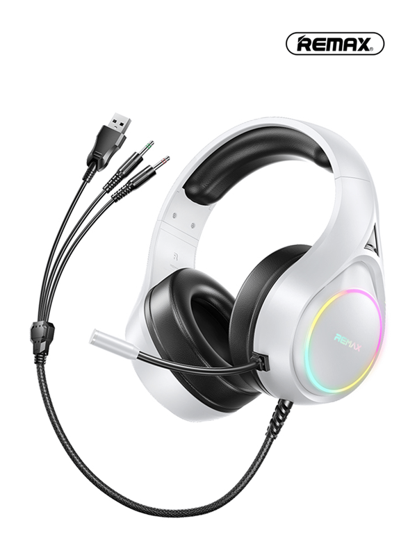 REMAX Remax Stereo Gaming Headset, Noise-Proof Over Ear Headphones With Mic, LED Light, 7.1 Surround Sound, Soft Memory Earmuffs, Gift For Game Friend, 2 In 1 Plug( Type-C And 3.5mm ), 6.2ft Long Cord