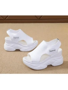 Sandalias ortopédicas de cuña para mujer, sandalias de plataforma con tiras al tobillo y punta abierta de verano, zapatos casuales - Blanco - Ver 1