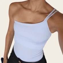Women's One Shoulder Tank Top Strapless Top Tube Top Suplex Blouse Y2k Fashion Gringa Strappy Casual Party Knitted Asymmetrical - 白色 - 查看 2