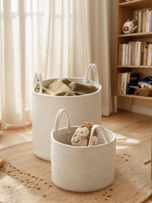 1 Stück faltbarer handgewebter Aufbewahrungskorb mit Griff, Wäschekorb mit großer Kapazität, Boho-Stil, in Gelb und Weiß erhältlich, geeignet für Badezimmer, Wohnzimmer, Schlafzimmer, zum Aufbewahren von schmutziger Kleidung, Decken, Spielsachen, für Feiertage, Geburtstagsfeiern, Heimdekoration, Aufbewahrung, Aufbewahrungsbox