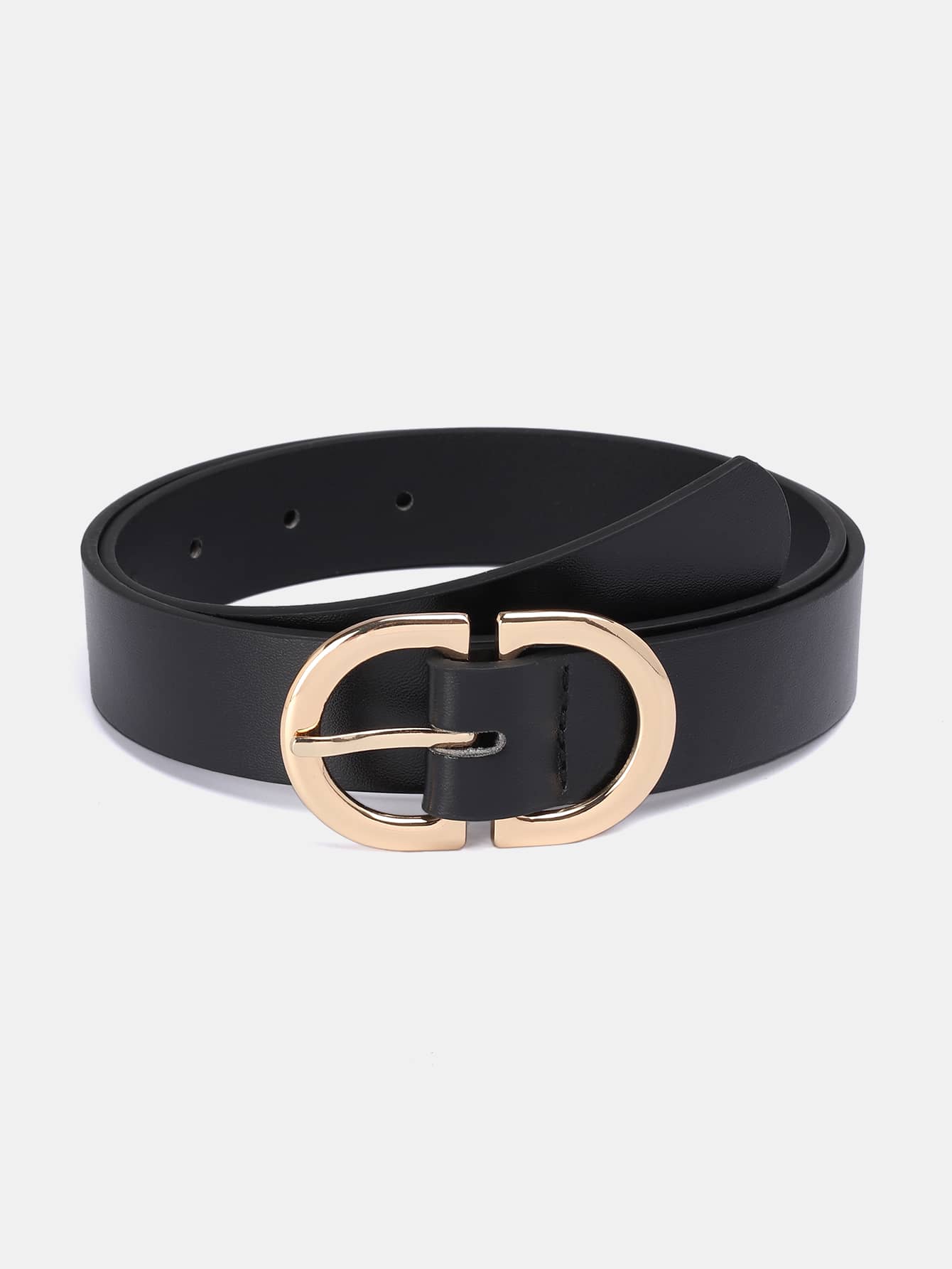 1pc Women's Double D Buckle Multicolor PU Decoration Fashion Waist Belt, Suitable For Daily Use Fall, Autumn, Halloween - Black - View 1