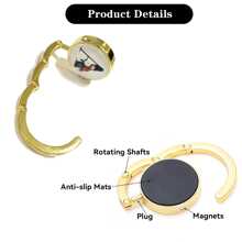 1 PC Glass Patches Initial Letter Zinc Alloy Foldable Bag Hanger Hook Purse Hook Handbag Hanger Table Hook Holder With Fashionable Letter Glass Patches A-Z, Floral Letter Design, Desktop Wallet Holder, Fashion Handbag Rack And Ladies Office Desk Organizer, Better Protection And Display Of Your Bag