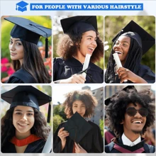 1pc/2pcs Sturdy Anti-Slip Graduation Cap Elastic Headband, Suitable For Graduation Cap For Students & Ladies (Graduation Cap Not Included), Black Best Gifts Birthday