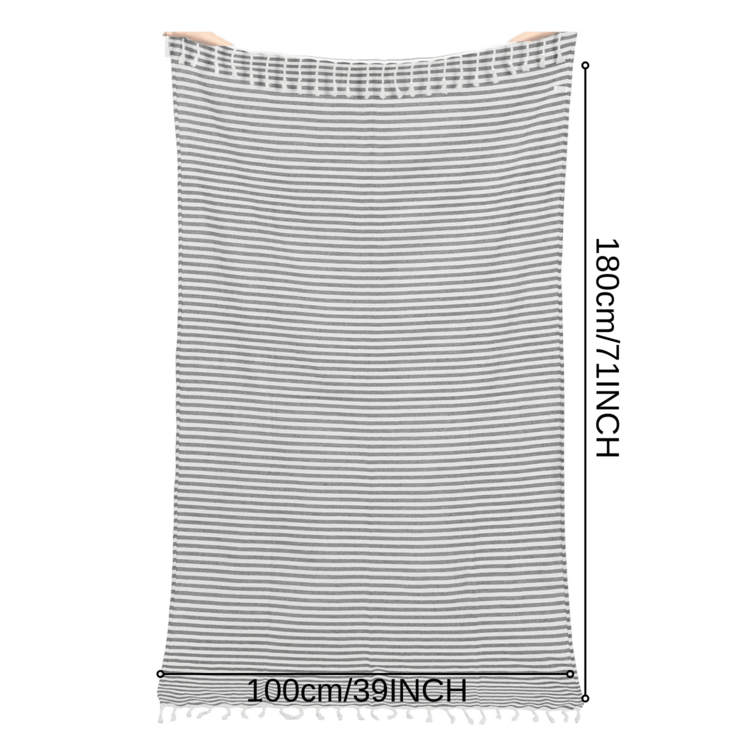 COTZRTOV Turkish Beach Towel - 39x71 Inch Oversized - Turkish Towel For Beach, Bath, Pool, Gym, Yoga - Prewashed, Lightweight, Quick Dry-Black Summer Travel, Vacation Holiday Beach Essentials - Black - View 2