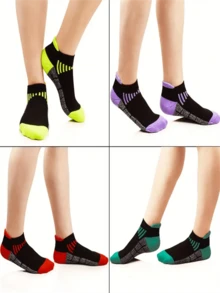 1 Pair Women's Spring/Summer Compression Sports Socks - Low Cut, Shock Absorbing, Breathable, Moisture Wicking, Arch Support, Suitable For Running, Cycling And Outdoor Activities - Multicolor - View 3