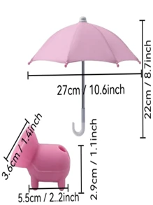 2-In-1 Pig-Shaped Phone Umbrella With Universal Suction Cup Holder | Anti-UV Sun Shade & Rainproof Cover For Smartphones | Anti-Glare Reflective Screen Protector, Portable Outdoor Travel Accessories For Camping, Workouts, Vacations (Polyester Fiber)