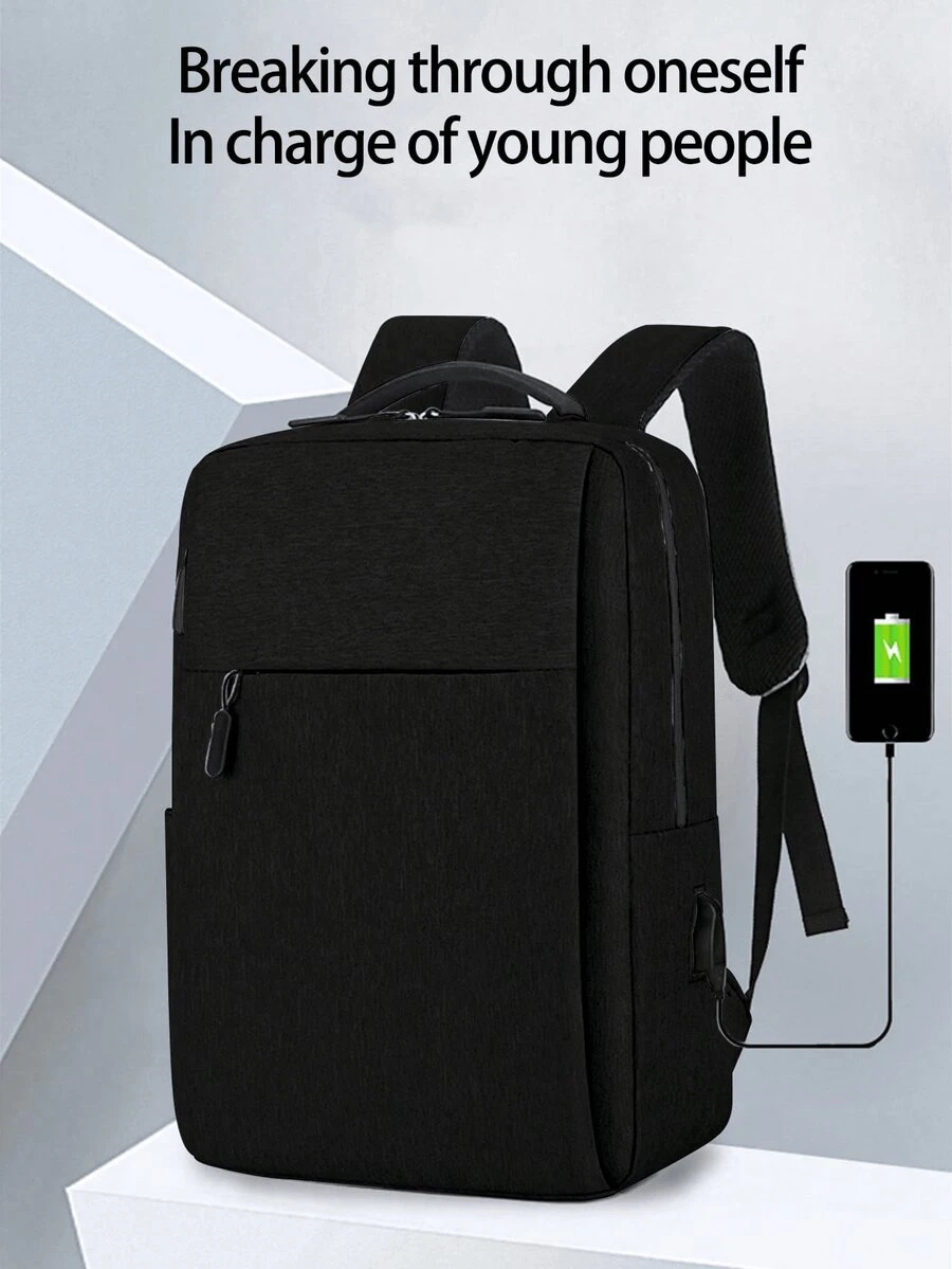 尼龙材质背包，带USB接口，可收纳最大15.6英寸笔记本电脑、平板电脑、手机及其他数码设备。适用于居家、办公、商务旅行、通勤和旅行使用。返校学习用品包，适合学校工作，笔记本电脑包，女士适用。Mac Book保护套 - 彩色 - 查看 1