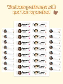 60pcs Customize Photo Personalized Name Stickers, Customizable Class Transparent Waterproof PVC Stickers, Self-Adhesive Labels, Perfect Learning Supplies For Holiday Office Innovation And Handicraft Challenges Adhesive Exquisite, Cute, Adorable, Colorful, Cartoon Custom, Personalized, Unique Ideal Gifts For Him Her, Family, Friends, Son, Daughter, School Students, Kids For Children's Day, For Birthdays School, Home, Multi-Functional, For Father's Day, For Graduation, For Weddings, For Housewarming,Warm Ambience,Winter Grace