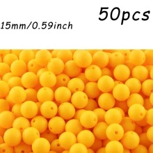 50 pezzi/100 pezzi, Assortimento di perline, perline in silicone di colore solido da 9mm/12mm/15mm, in vari colori, perline decorative, adatte per braccialetti fai-da-te, penne con perline, ecc.