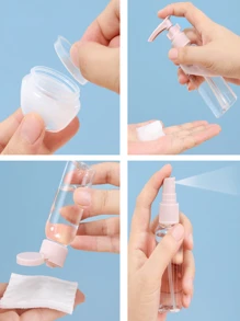 11 pièces Set de bouteilles de voyage pour les articles de toilette, contenants rechargeables de taille voyage pour le shampooing, le revitalisant, les lotions liquides, le savon, le gel douche. Indispensables pour les voyages et incontournables pour la rentrée scolaire