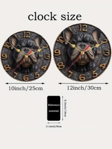 1 件 10 英寸/12 英寸迷人法国斗牛犬挂钟 - 静音木质，DIY 装饰木制艺术品，适用于卧室和客厅，完美的情人节礼物学校装饰学校惊喜宿舍装饰返校