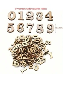 100 pièces Petits chiffres en bois 0-9, fournitures d'artisanat en bois, décoration murale DIY, décoration de chambre, artisanat fait-main, fournitures d'été