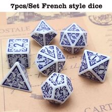 7pcs French Style D-N-D Polyhedral Dice Set Suitable For Dungeon And Dragon RPG MTG Role-Playing Board Games - White - View 1