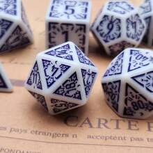 7pcs French Style D-N-D Polyhedral Dice Set Suitable For Dungeon And Dragon RPG MTG Role-Playing Board Games - White - View 5