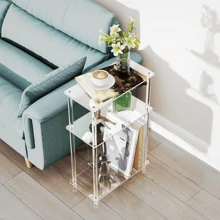 1 set table d'appoint étroite en acrylique, convient aux petits espaces, table de chevet/de nuit, bureau latéral ultra-fin