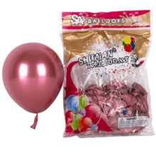 Metallic Latex Balloon Balloon 50 Units - Size 12 Different Colors - Rose - View 3