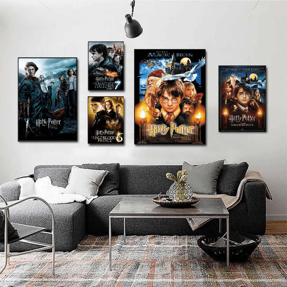 WB 1 pieza Póster clásico de la película Harry Potter con animación, arte decorativo de pared para sala de estar, bar, decoración del dormitorio - Sin marco