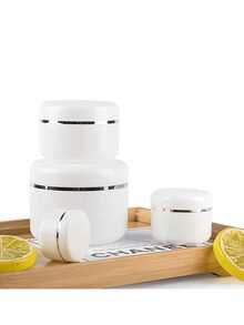 5个20克/30克/50克塑料乳霜罐化妆品样品瓶，可重复灌装的化妆品容器，适用于化妆品、彩妆和护肤品，非常适合旅行、化妆品储存和分装。