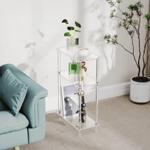 1 set table d'appoint étroite en acrylique, convient aux petits espaces, table de chevet/de nuit, bureau latéral ultra-fin