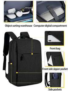 尼龙材质背包，带USB接口，可收纳最大15.6英寸笔记本电脑、平板电脑、手机及其他数码设备。适用于居家、办公、商务旅行、通勤和旅行使用。返校学习用品包，适合学校工作，笔记本电脑包，女士适用。Mac Book保护套 - 彩色 - 查看 7