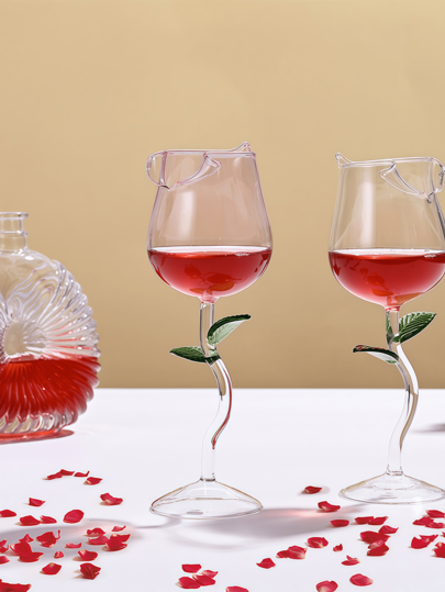 Creative Rose Wine Glass, Halloween, Christmas, High-Foot Wine Cocktail Juice Cup, Crystal Red Wine Glass, Rose High-Foot Wine Cocktail Juice Cup, Suitable For Party Wedding Festival Bar Celebration, Valentine's Day Supplies, Suitable For Gifts, Christmas Gifts, Water Bottles, Cups, Glasses, Halloween Decorations, Graduation Party Decorations, Glass Coffee Cups,