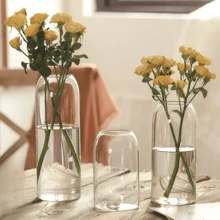 1pc Small Glass Bud Vase, Modern Mini Clear Vase For Living Room And Bedroom Home Decoration Flower Centerpiece, Decorative Vase For Living Room, Dining Table, Wedding, Lover's Date, Party