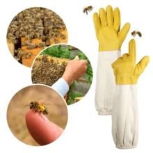 1 Pair Professional Beekeeping Gloves, Canvas & Sheepskin Anti-Sting Anti-Bee Protective Gloves, Beekeeping Gloves, Gift For Men