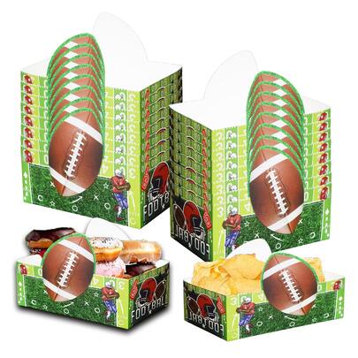 6/12 caixas de papel com tema de futebol, bandejas para salgadinhos, batatas fritas, asas de frango, suprimentos descartáveis para festas esportivas, decoração de futebol, tigela e prato para servir aniversário
