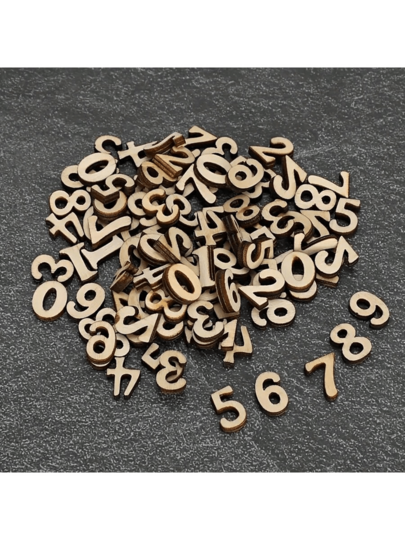 100pcs Wooden Number Small Numbers 0-9 Wooden Craft Supplies, DIY Craft Wall Decoration Room Decoration, Handmade Crafts, Summer Supplies