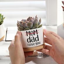 1pc Father's Gift - "World's Best DAD" - Dad, I Love You, Unique Birthday Gift For Father From Daughter/Son, Ceramic Plant Pot With Bamboo Tray, Father's Day Gift For Plant Lover Dad (Plants Not Included)
